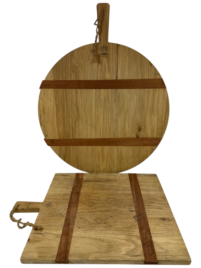 Etu HOME Round Oak And Square Charcuterie Board 20' X 22' (HA)