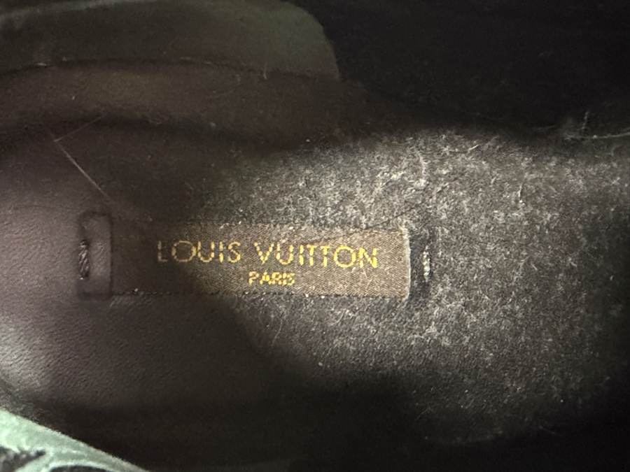 Louis Vuitton Black Fur Ankle Boots With Gold Heel Size 38 1/2 Made In Italy (HA) [Photo 5]