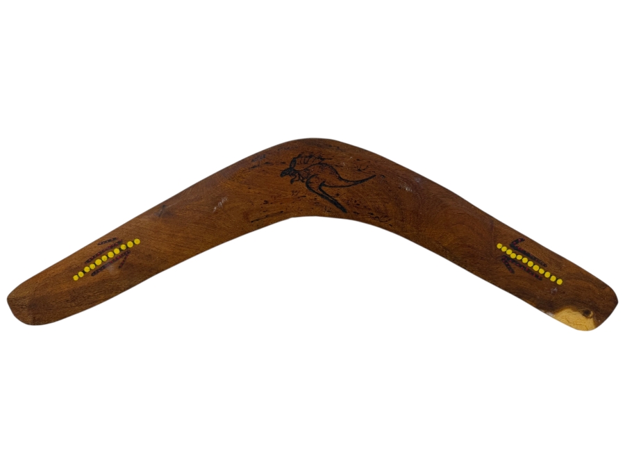 Vintage Australian Aboriginal Carved Wooden Boomerang 19.5'W (HA)