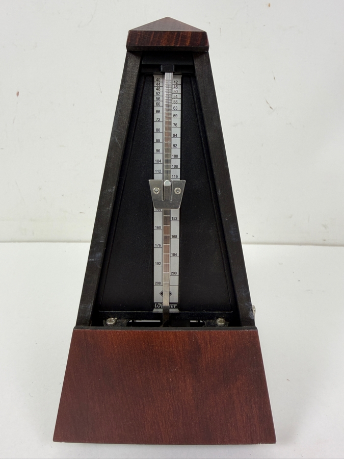 Vintage Dark Wood Wittner Mechanical Metronome With Adjustable Metal Pendulum 9'H (HA) [Photo 2]