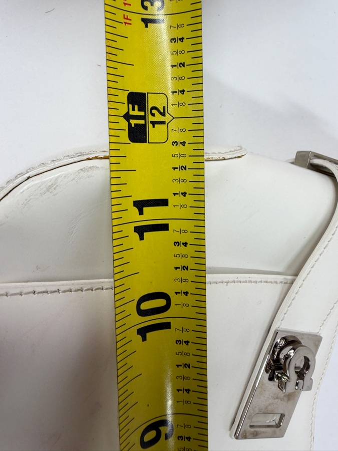 Salvatore Ferragamo White Leather Gancini Buckle Hobo Shoulder Bag 12'W X 11'H (HA) [Photo 8]