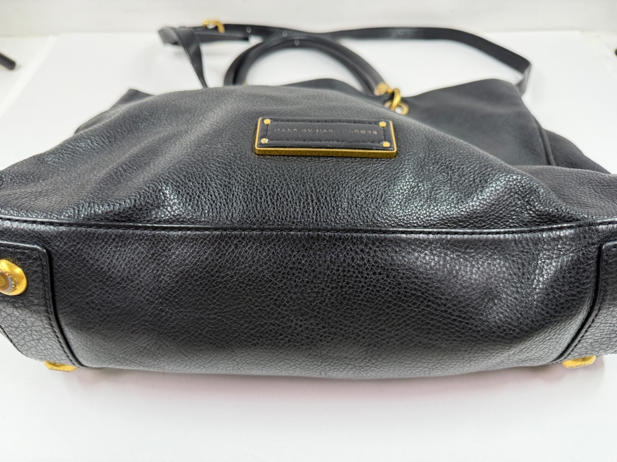 Marc By Marc Jacobs Too Hot To Handle Black Leather Tote Bag With Detachable Shoulder Strap And Gold-Tone Hardware 16'W X 12'H (HA) [Photo 4]