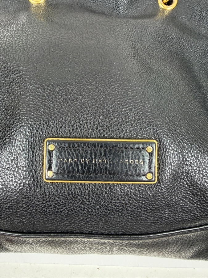 Marc By Marc Jacobs Too Hot To Handle Black Leather Tote Bag With Detachable Shoulder Strap And Gold-Tone Hardware 16'W X 12'H (HA) [Photo 2]