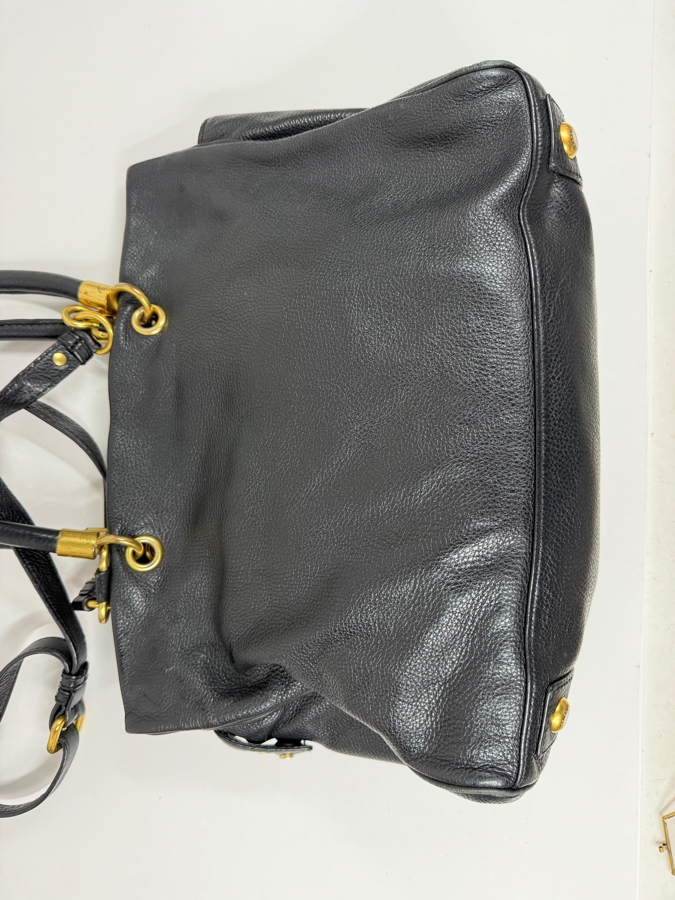 Marc By Marc Jacobs Too Hot To Handle Black Leather Tote Bag With Detachable Shoulder Strap And Gold-Tone Hardware 16'W X 12'H (HA) [Photo 5]