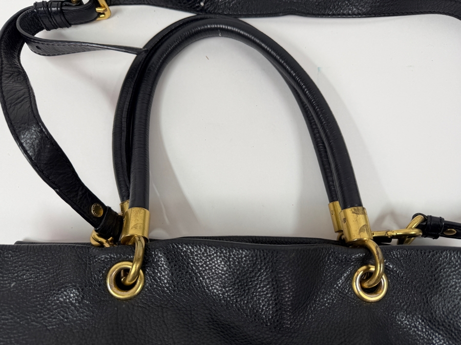 Marc By Marc Jacobs Too Hot To Handle Black Leather Tote Bag With Detachable Shoulder Strap And Gold-Tone Hardware 16'W X 12'H (HA) [Photo 3]