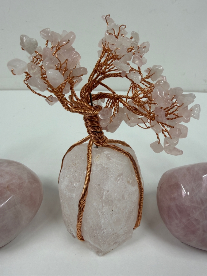 Rose Quartz Tree Of Life 6'H And Polished Rose Quartz Stones (HA) [Photo 3]