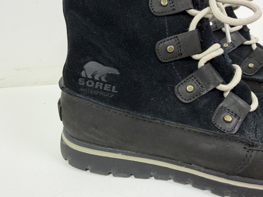 Sorel Waterproof Black Suede Fur Lined Boots Women's Size 8 (HA) [Photo 2]