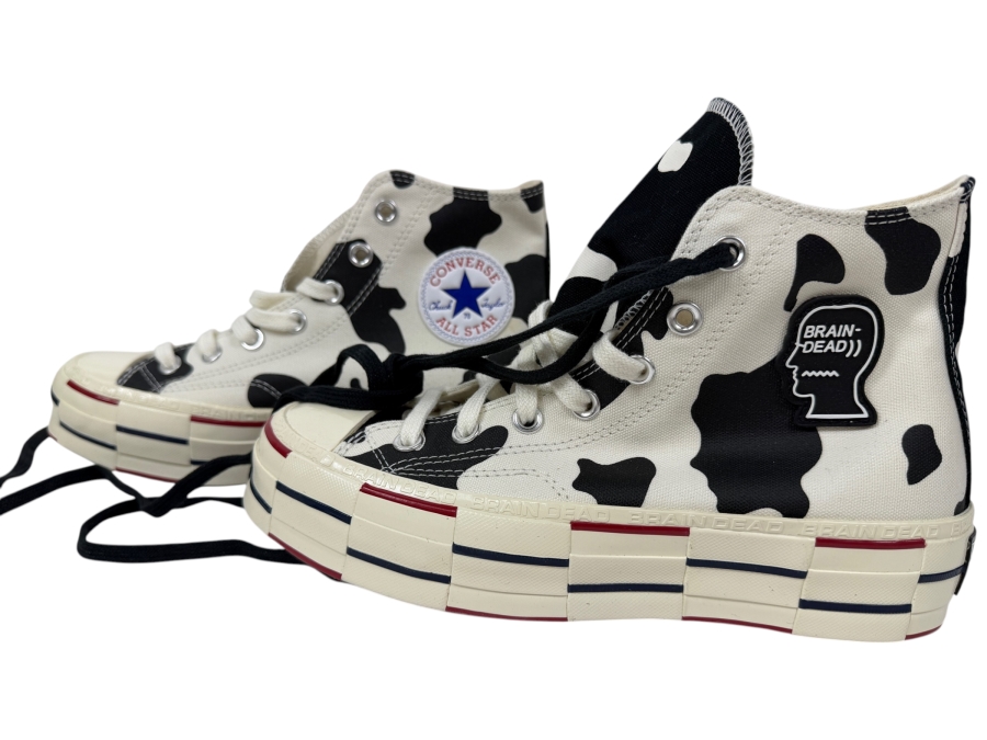 New Converse Chuck Taylor All Star Platform High Top Cow Print Sneakers With Brain Dead Collaboration Women's Size 8 (HA)