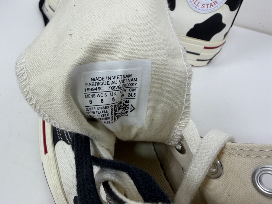 New Converse Chuck Taylor All Star Platform High Top Cow Print Sneakers With Brain Dead Collaboration Women's Size 8 (HA) [Photo 7]