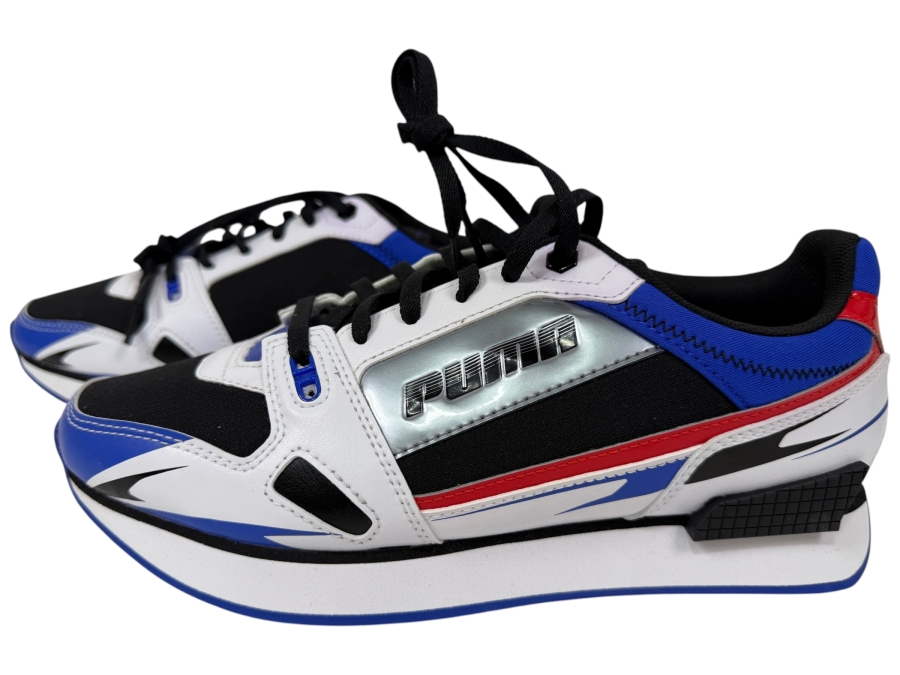 New Puma Mile Rider Sunny Getaway Platform Sneakers In White/Dazzling Blue Women's Size 8.5 (HA)