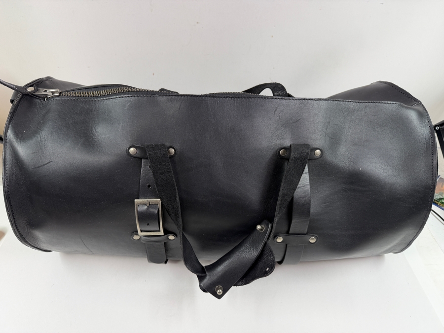Dean Black Leather Duffle Bag 21'L Retails $550 (HA) [Photo 3]