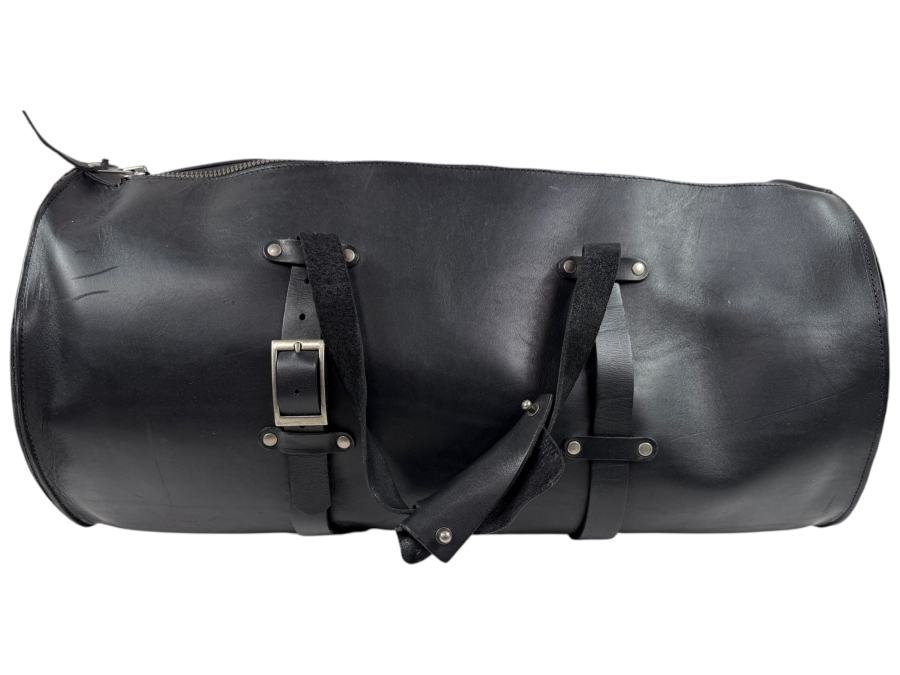 Dean Black Leather Duffle Bag 21'L Retails $550 (HA)