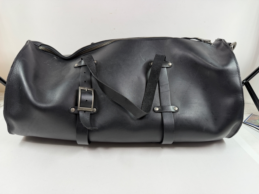 Dean Black Leather Duffle Bag 21'L Retails $550 (HA) [Photo 2]
