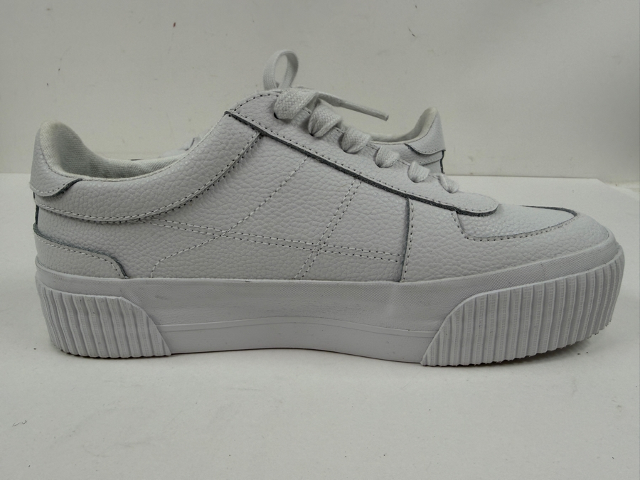 New Asos White Textured Leather Platform Lace Up Sneakers Size 7 (HA) [Photo 4]
