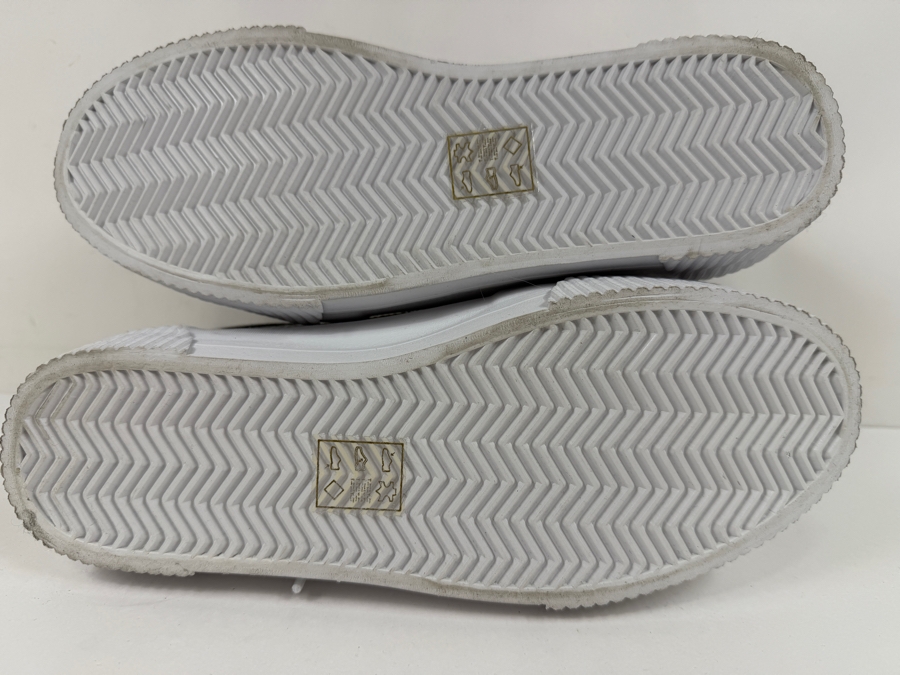 New Asos White Textured Leather Platform Lace Up Sneakers Size 7 (HA) [Photo 5]
