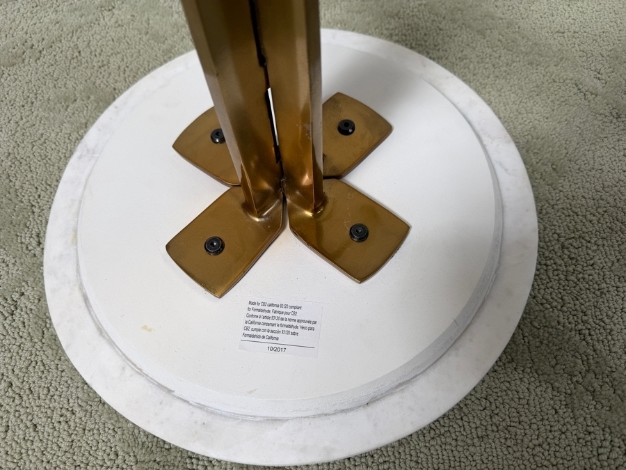 CB2 Dorset Marble Side Table With Cast Aluminum Frame and Shiny Gold Finish 14'W X 20'H (HA) [Photo 8]