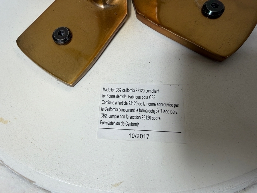 CB2 Dorset Marble Side Table With Cast Aluminum Frame and Shiny Gold Finish 14'W X 20'H (HA) [Photo 9]