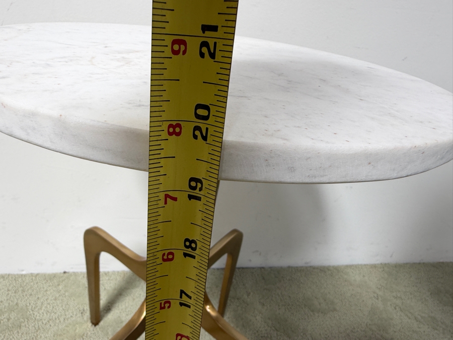 CB2 Dorset Marble Side Table With Cast Aluminum Frame and Shiny Gold Finish 14'W X 20'H (HA) [Photo 7]