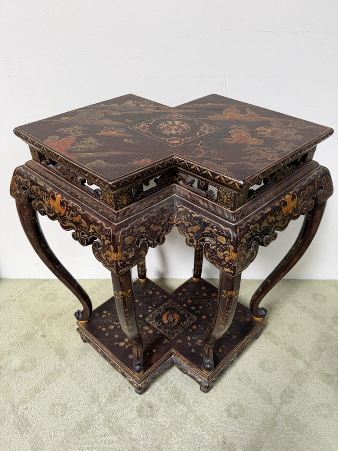 Just Added - Antique 2-Tier Japanese Jardiniere Wooden Stand 33W X 22D X 36H [Photo 4]