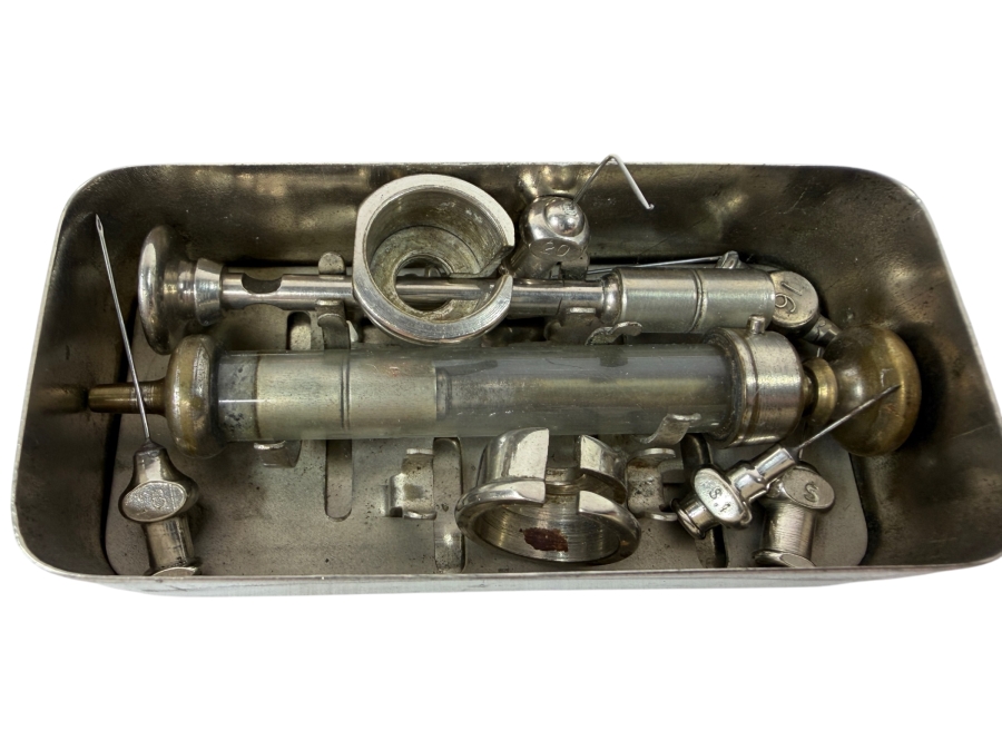 Just Added - Vintage 'Record' Brand German Glass And Metal Syringe Set