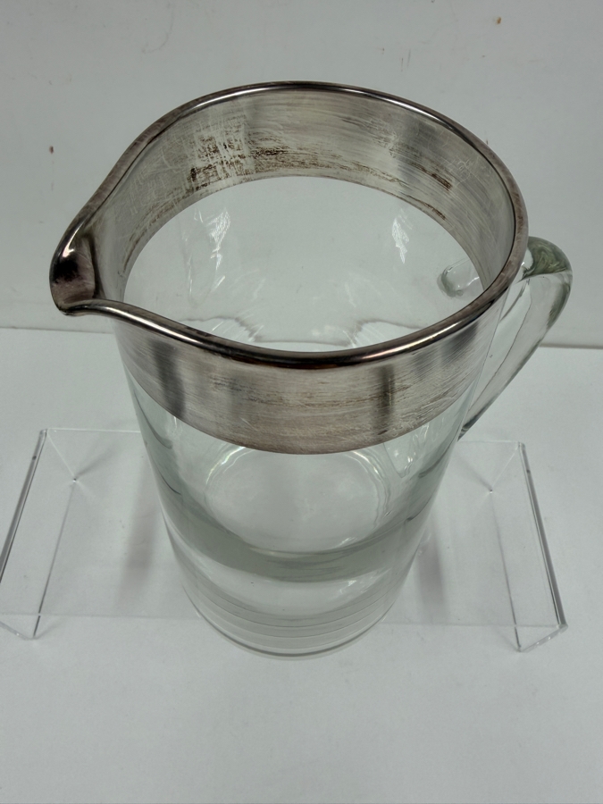 Just Added - Vintage Dorothy Thorpe Silver Band Glass Pitcher 9'H [Photo 4]