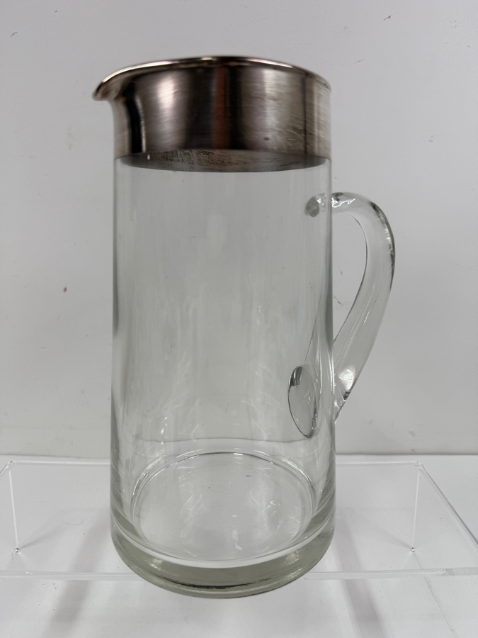 Just Added - Vintage Dorothy Thorpe Silver Band Glass Pitcher 9'H [Photo 3]