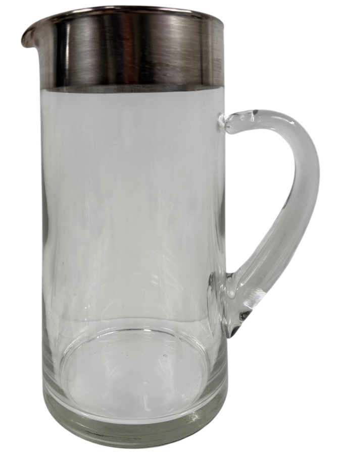 Just Added - Vintage Dorothy Thorpe Silver Band Glass Pitcher 9'H