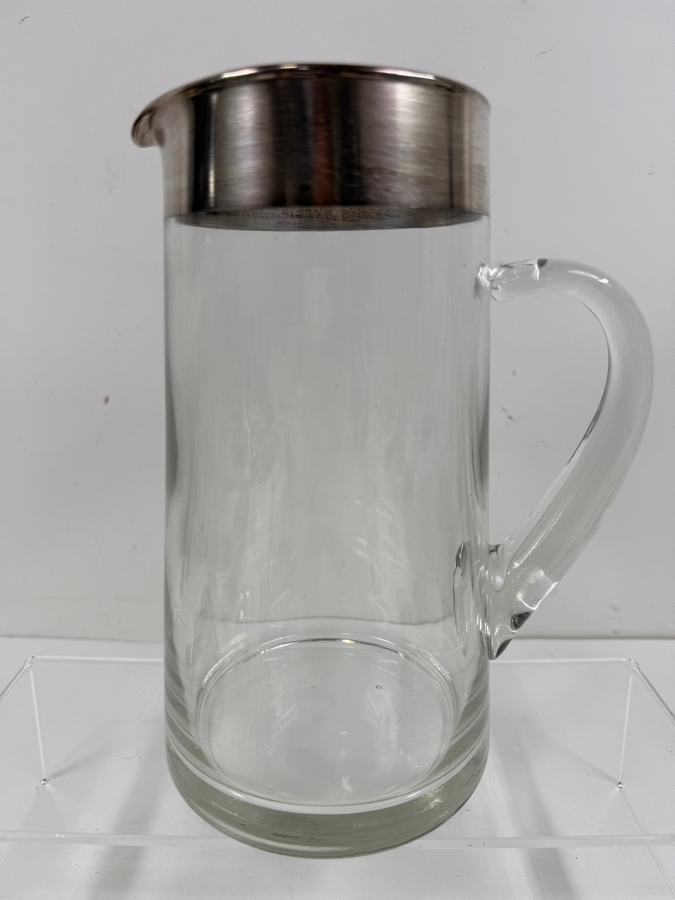 Just Added - Vintage Dorothy Thorpe Silver Band Glass Pitcher 9'H [Photo 2]