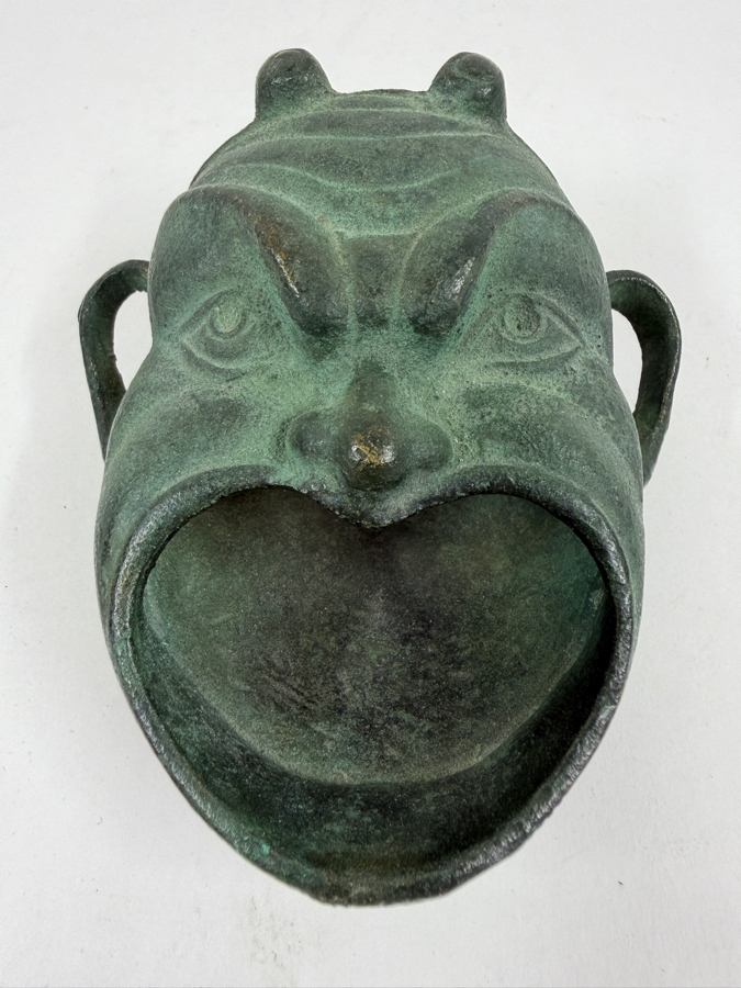 Just Added - Vintage Patinated Bronze Incense Burner Ashtray 4'W [Photo 2]