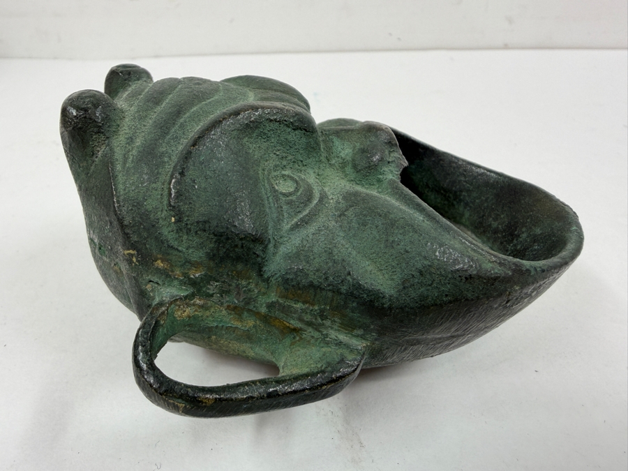 Just Added - Vintage Patinated Bronze Incense Burner Ashtray 4'W [Photo 3]