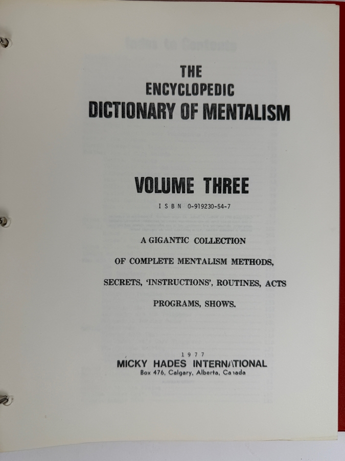 Just Added - (3) Vintage 1973/1977 The Encyclopedic Dictionary Of Mentalism Programs By Micky Hades International [Photo 6]