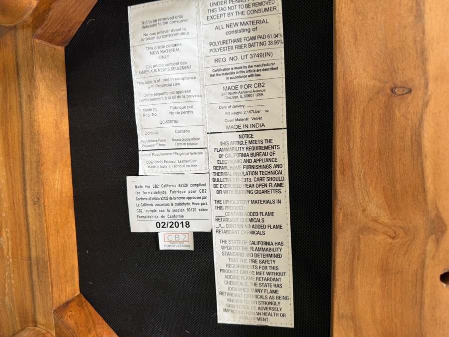 CB2 Viceroy Sapphire Blue Velvet Chair 23.5'W X 22'D X 29'H (HA) [Photo 7]