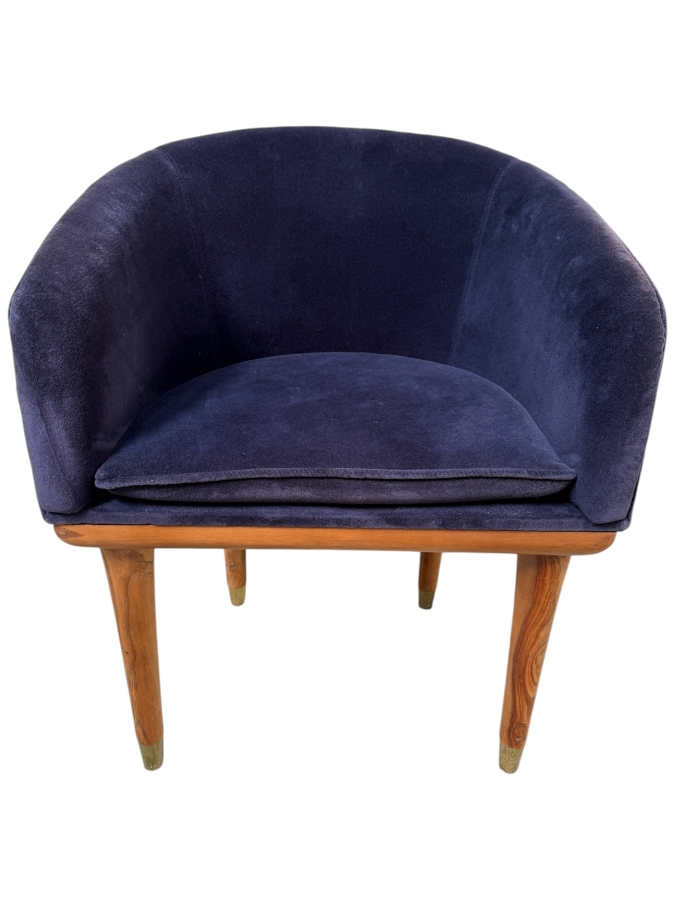 CB2 Viceroy Sapphire Blue Velvet Chair 23.5'W X 22'D X 29'H (HA)