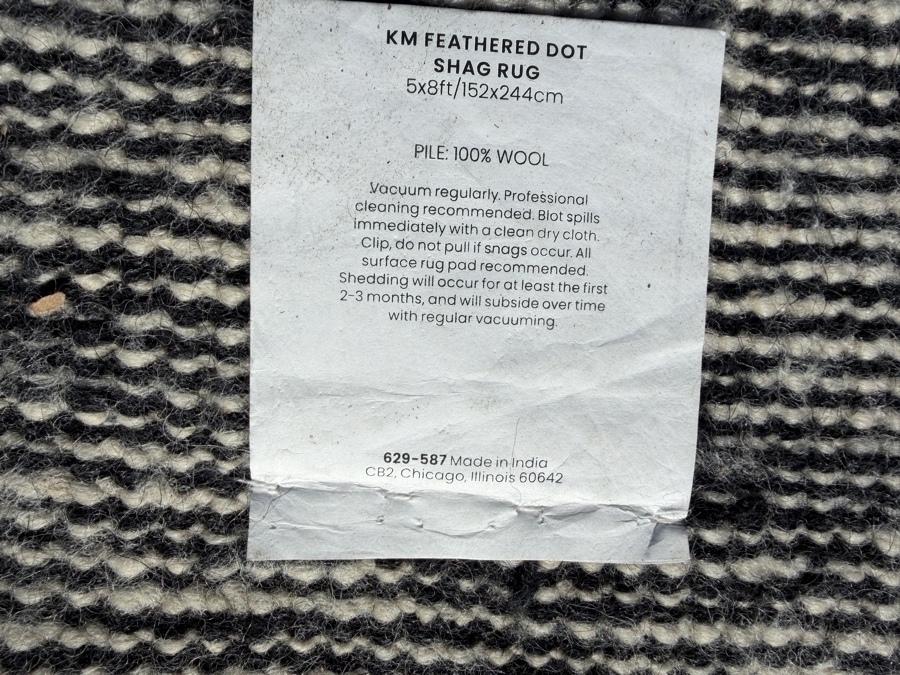 KM Feathered Dot Shag Wool Area Rug 5' X 8' Made In India (HA) [Photo 5]