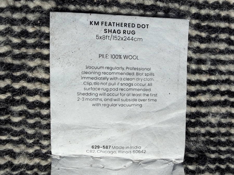KM Feathered Dot Shag Wool Area Rug 5' X 8' Made In India (HA) [Photo 6]