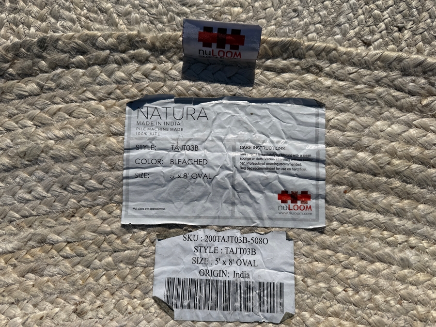 NuLoom 5' X 8' Oval 100% Jute Area Rug Made In India (HA) [Photo 4]