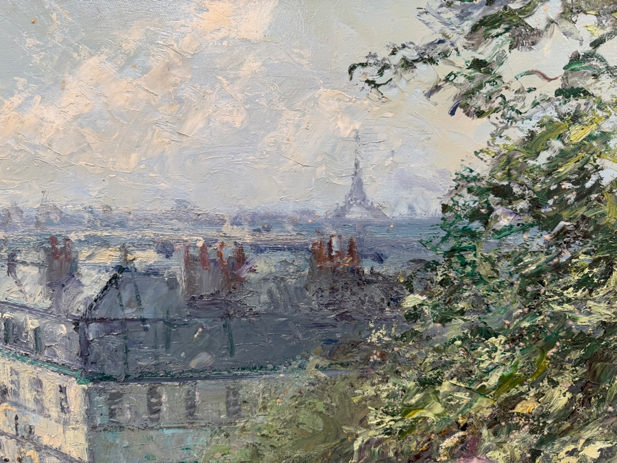 Hans Joseph Wilhelm Becker (1930-2013, German) Original French Impressionist Oil Painting On Canvas Of A Parisian Cityscape Artist Signature Illegible 32 X 28 Framed 39 X 35 (RSF) [Photo 5]