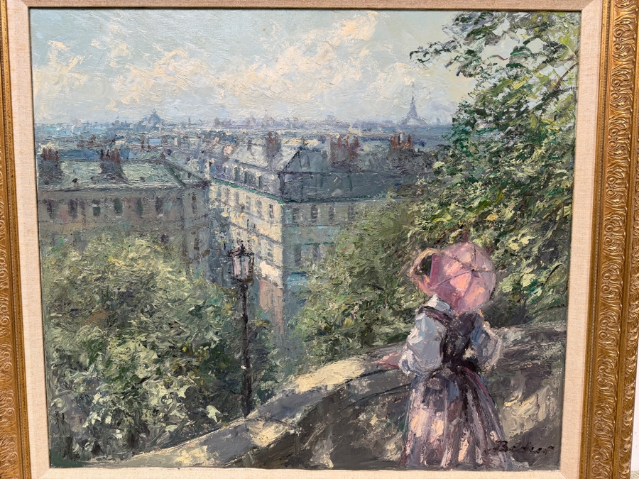 Hans Joseph Wilhelm Becker (1930-2013, German) Original French Impressionist Oil Painting On Canvas Of A Parisian Cityscape Artist Signature Illegible 32 X 28 Framed 39 X 35 (RSF) [Photo 3]