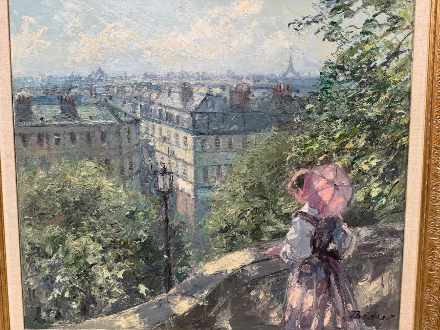 Hans Joseph Wilhelm Becker (1930-2013, German) Original French Impressionist Oil Painting On Canvas Of A Parisian Cityscape Artist Signature Illegible 32 X 28 Framed 39 X 35 (RSF) [Photo 4]