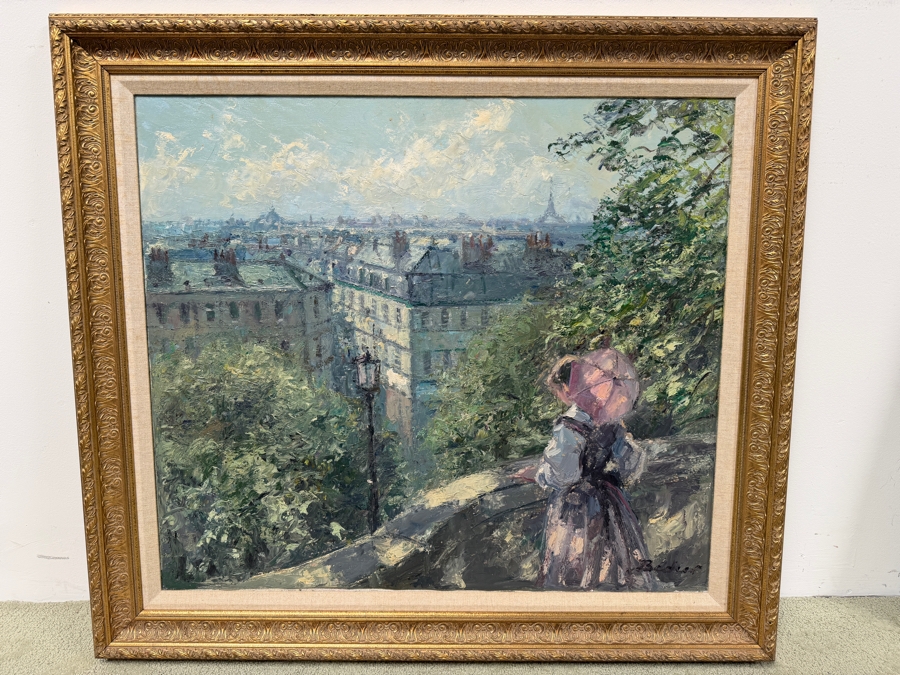 Hans Joseph Wilhelm Becker (1930-2013, German) Original French Impressionist Oil Painting On Canvas Of A Parisian Cityscape Artist Signature Illegible 32 X 28 Framed 39 X 35 (RSF) [Photo 2]