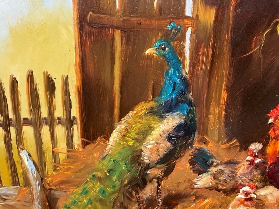 Bernhard De Jong (B. 1950, Dutch) Original Painting On Board Titled 'At The Farm' 19.5 X 15.5 Framed 27 X 23 Retailed $2,500 (RSF) [Photo 7]