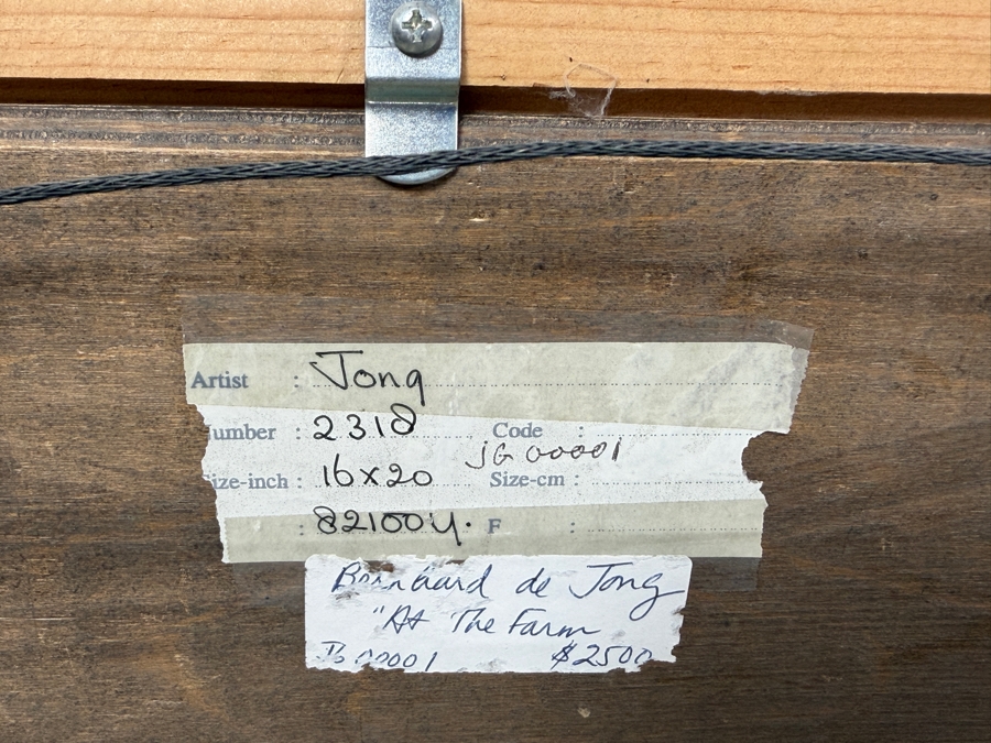 Bernhard De Jong (B. 1950, Dutch) Original Painting On Board Titled 'At The Farm' 19.5 X 15.5 Framed 27 X 23 Retailed $2,500 (RSF) [Photo 13]