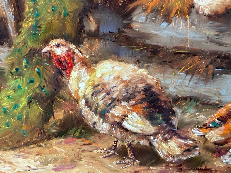 Bernhard De Jong (B. 1950, Dutch) Original Painting On Board Titled 'At The Farm' 19.5 X 15.5 Framed 27 X 23 Retailed $2,500 (RSF) [Photo 8]