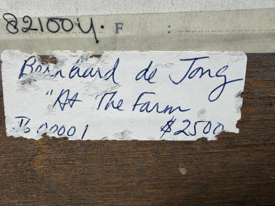 Bernhard De Jong (B. 1950, Dutch) Original Painting On Board Titled 'At The Farm' 19.5 X 15.5 Framed 27 X 23 Retailed $2,500 (RSF) [Photo 15]