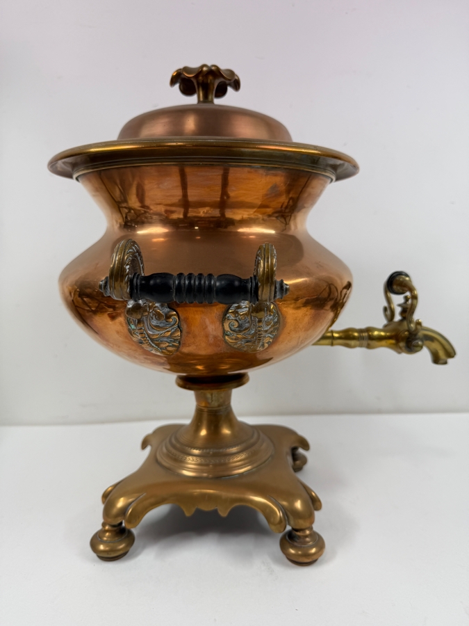 Antique English Copper And Brass Samovar Hallmarked W F 15W X 16H (RSF) [Photo 5]
