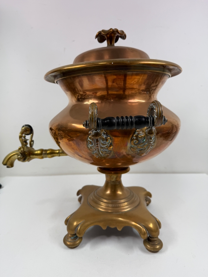 Antique English Copper And Brass Samovar Hallmarked W F 15W X 16H (RSF) [Photo 7]