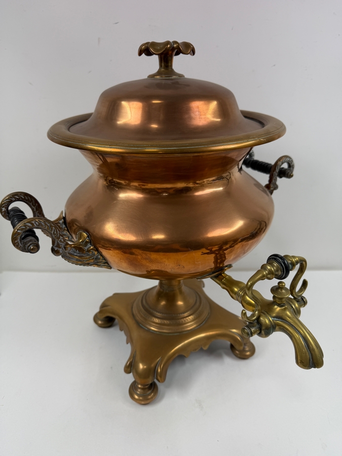Antique English Copper And Brass Samovar Hallmarked W F 15W X 16H (RSF) [Photo 4]