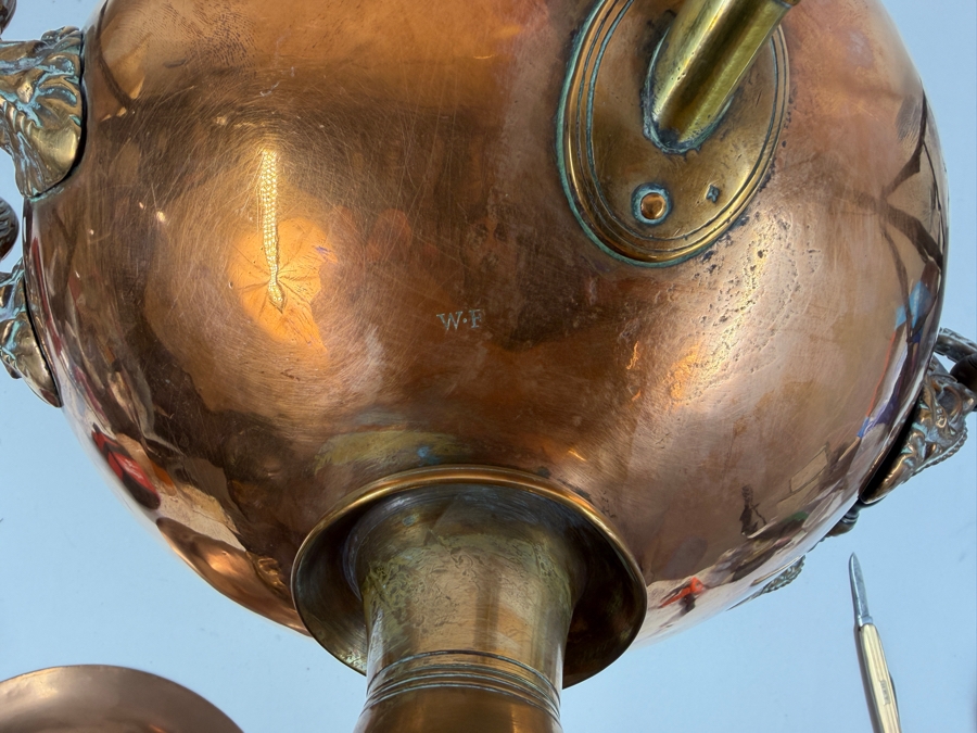 Antique English Copper And Brass Samovar Hallmarked W F 15W X 16H (RSF) [Photo 11]