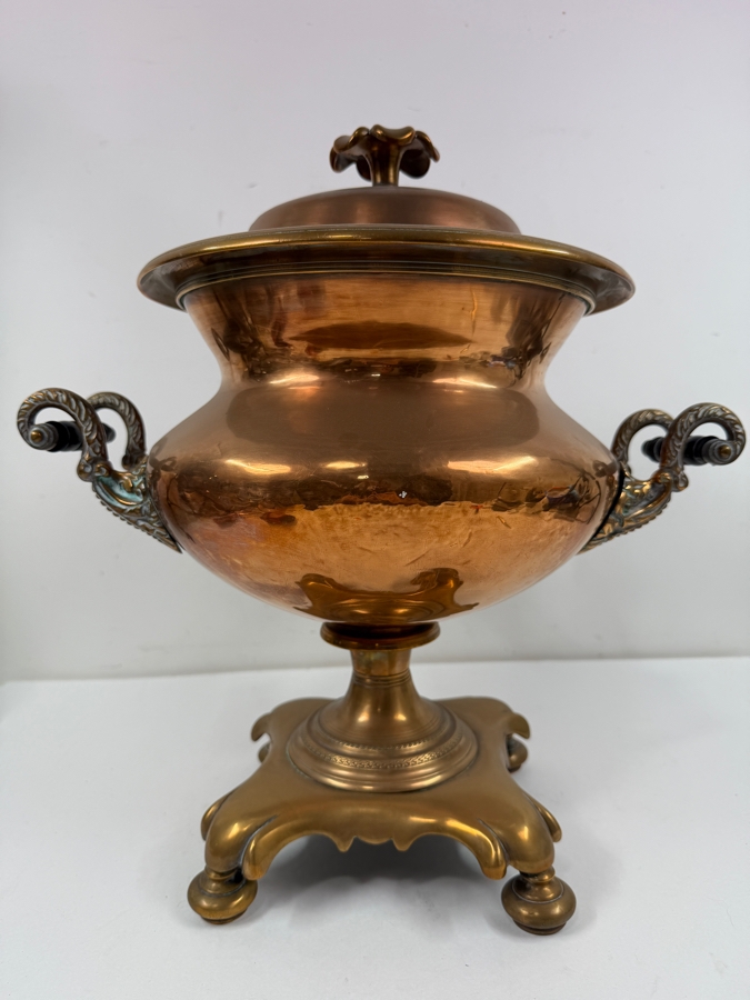 Antique English Copper And Brass Samovar Hallmarked W F 15W X 16H (RSF) [Photo 6]