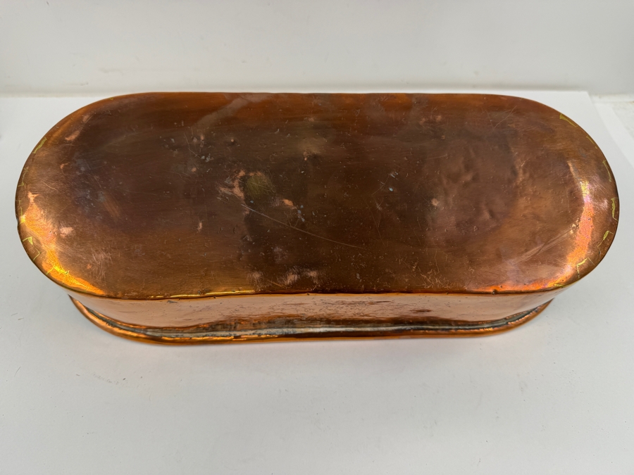 Antique French Copper Fish Poacher Kettel Poissonniere With Wrought Iron Handle 17W X 7D X 4H (RSF) [Photo 9]